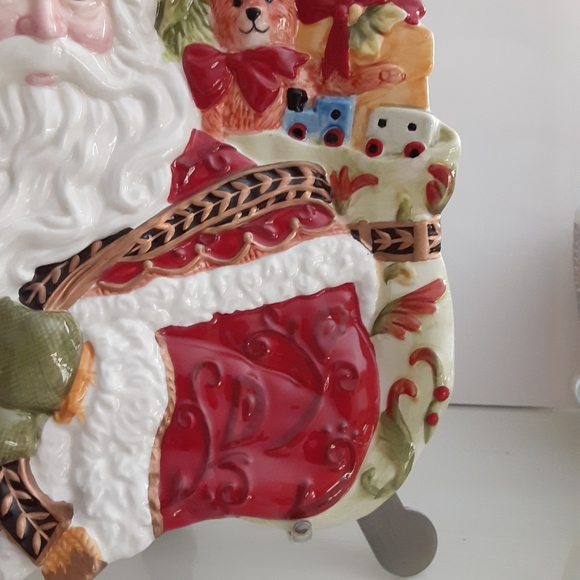 Fitz & Floyd DAMASK HOLIDAY Christmas Santa Serving Decorative Canape Plate - Picture 4 of 13